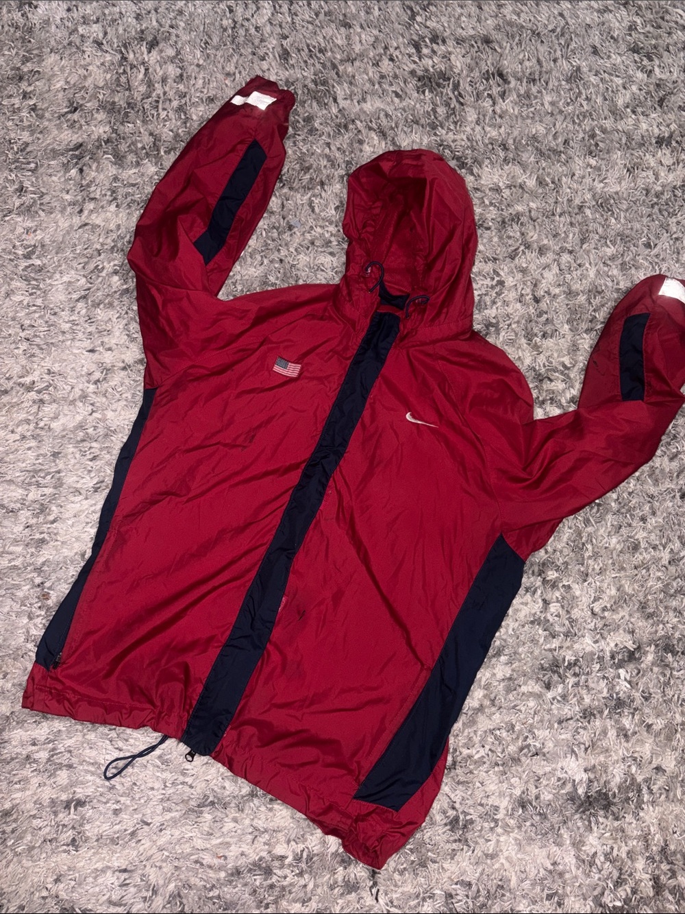 Nike USA Track & Field  Men’s Red and Navy Hooded Windbreaker Jacket XXl